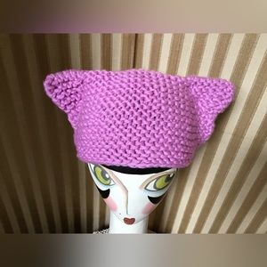 Hand knit cat ear beanie